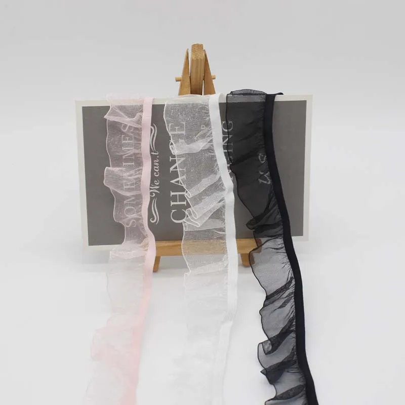 3cm Wide Elastic Belt Shredded Gauze Lace Trim Home Textiles Doll Clothes DIY Fabric Material X1297