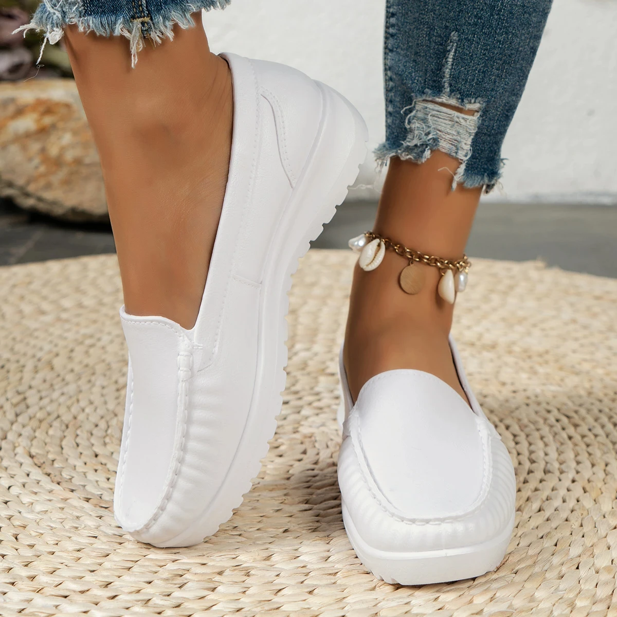 Herbst-Krankenschwesterschuhe, bequem, weiche Sohle, atmungsaktiv, flache Schuhe, rutschfest, flacher Absatz, dicke Sohle, runde Zehen, niedriger Absatz, Damenschuhe