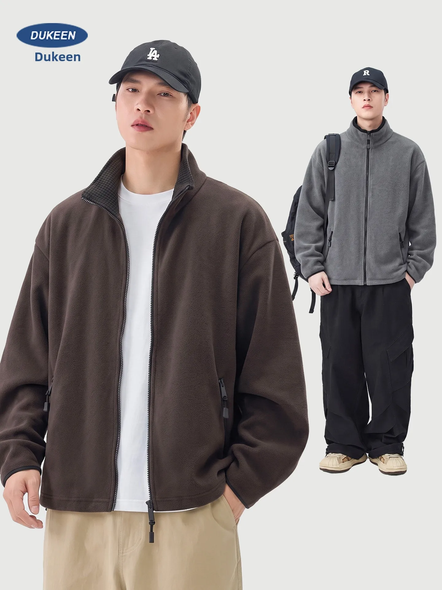 Jaqueta de Fleece Dupla Face Quente para Homens, Hoodie de Outono e Inverno, Casaco Tático com Gola Alta, Estilo Casual com F...