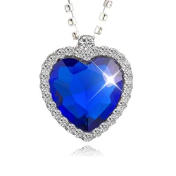 European and American Ocean Series Fashion Jewelry Ocean Blue Titanic Ocean Heart Blue Necklace Accessories