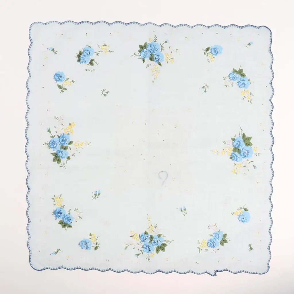 Women Cotton Print Handkerchief Soft Floral Square Hanky Pocket Towel Gift Set for Wedding Party