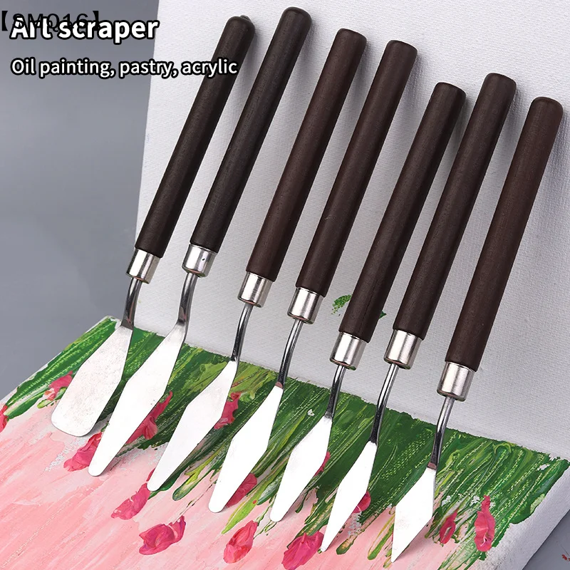 7Pcs/Set Stainless Steel Oil Painting Knives Artist Crafts Spatula Palette Knife Oil Painting Mixing Knife Scraper Tools【SMQ】