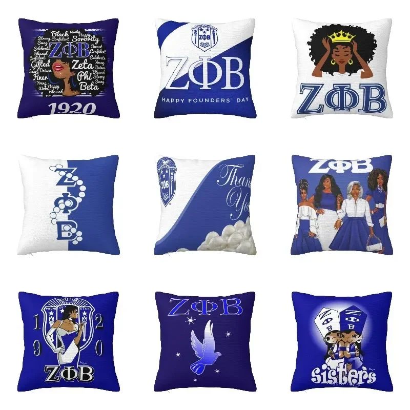 Zeta Phi Beta Sorority Pillow Cover Home Decorative Greek Letter 1920 Cushion Cover Throw Pillow for Car Double-sided Printing