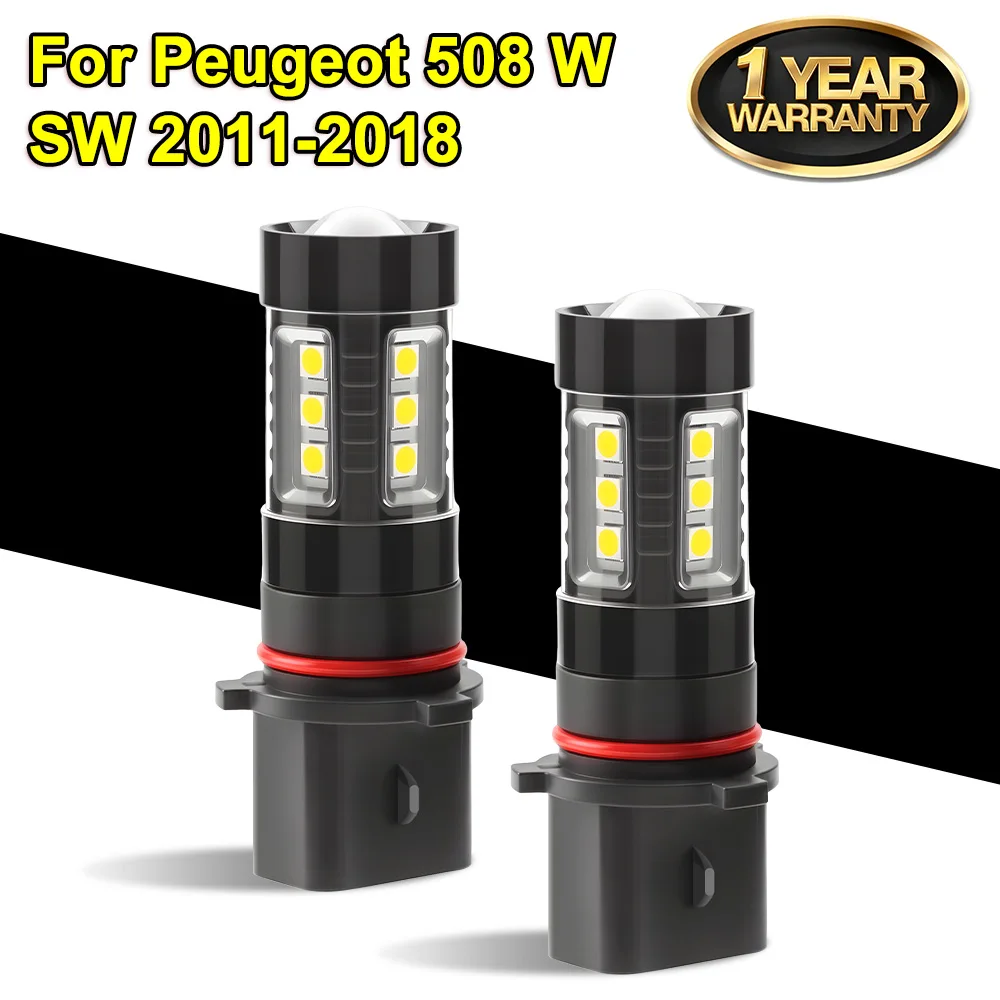 

For Peugeot 508 W SW 2011 2012 2013 2014 2015 2016 2017 2018 P13W White LED Replace Front Fog Light Bulbs Daytime Running Lights