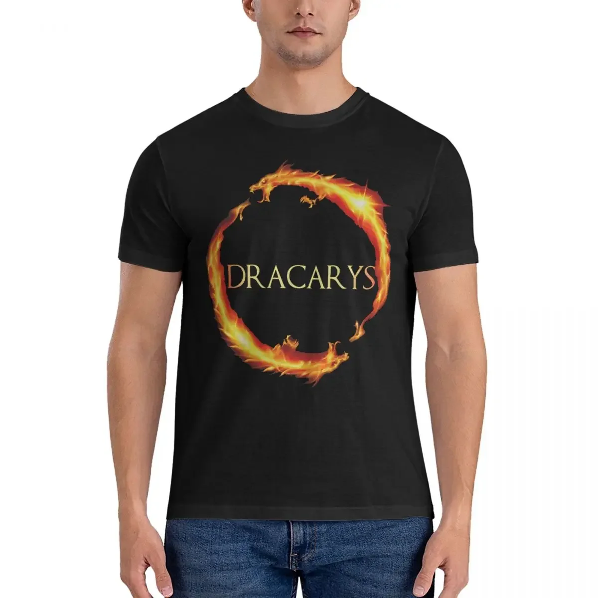 2024 Game of T-Thrones 100% Cotton Clothes Fashion Short Sleeve Round Neck Tee Shirt Printed T-Shirts Men D-Dracarys T Shirts