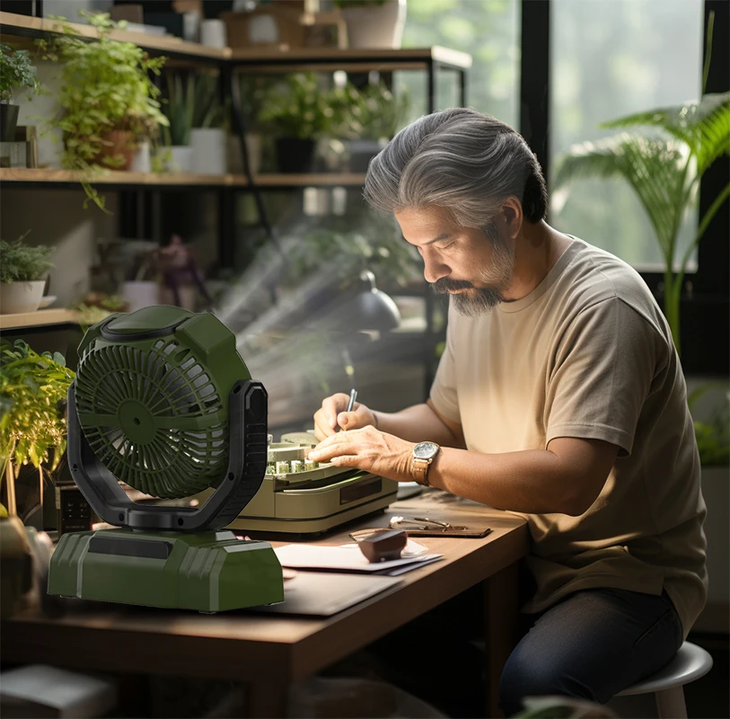 

Tom AutoHiking Wireless Four Speeds Adjust Battery Operated Table Outdoor Fan Portable Rechargeable 10000mah Camping Fan With La