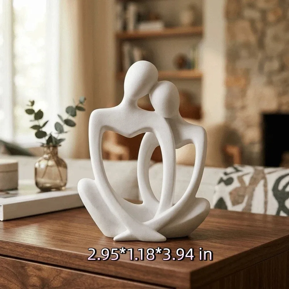 Unique Minimalist Couple Sculpture Romantic Plastic Abstract Sculpture 3D Printed Art Table Statue Bedroom