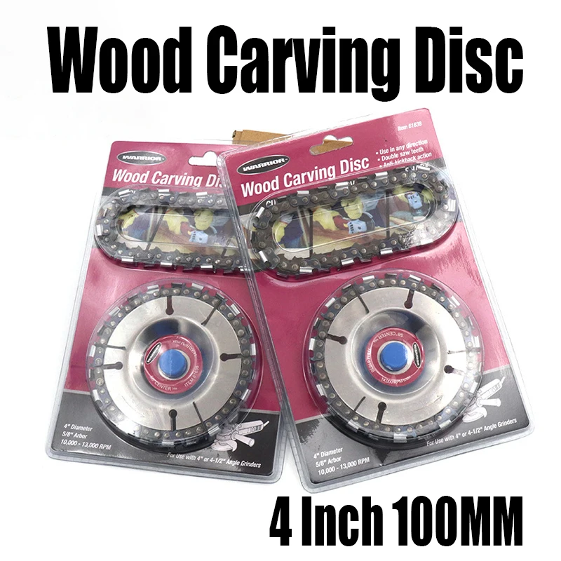 1PCS 4 Inch 100MM Wood Carving Disc 22 Teeth Woodworking Chain Grinder Chain Saw Disc Chain Plate Tool For Angle Grinder