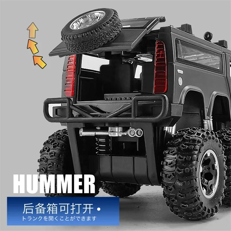 1:32 Hummer H2 6X6 Police Car Alloy Car Model Diecasts Metal Toy Zmodyfikowane pojazdy terenowe Model samochodu Dźwięk i światło Prezent dla dzieci