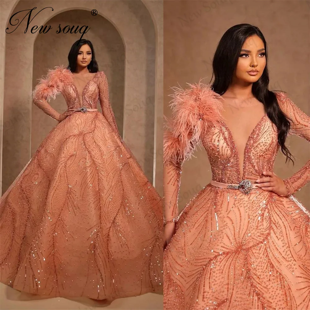 Saudi Arabic Ball Gown Beading Evening Dresses Customize Dubai Crystals Birthday Bridesmaid Party Dress Cocktail Prom Dress Robe