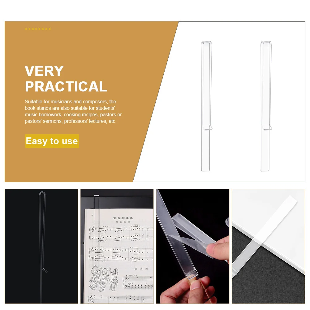2 قطعة مقاطع كتاب الموسيقى الشفافة الاكريليك ل ورقة البيانو حامل النتيجة صفحة مستقرة المشبك القراءة تدوين المنظم أداة