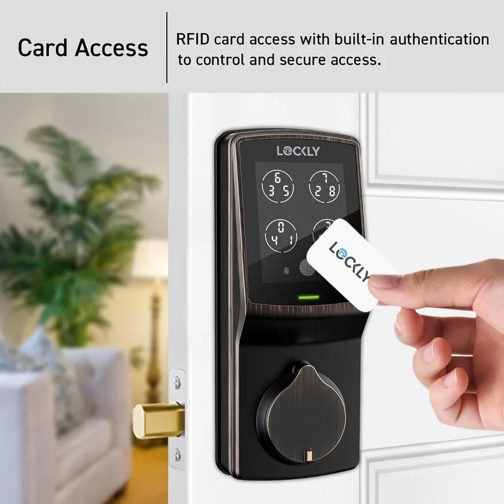 Cerradura inteligente Secure Plus con tarjetas RFID, PIN Genie ®   Cerrojo inteligente con teclado digital, control remoto por aplicación, sensor biométrico de huellas dactilares