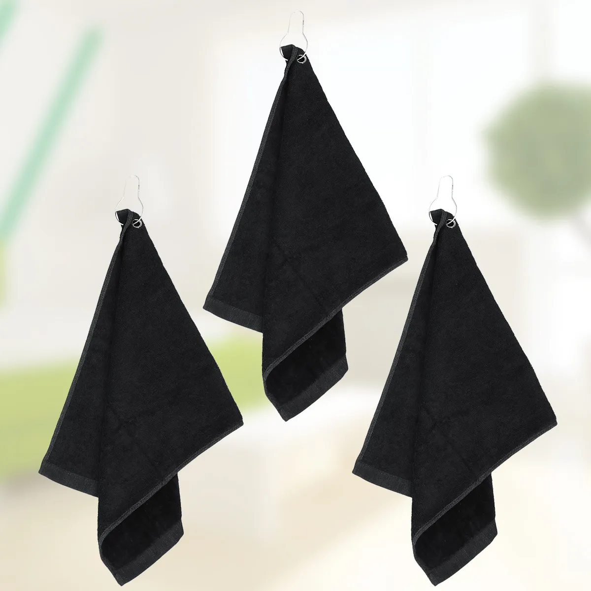 

3Pcs Cotton Sports Towel with Hook Hole Design Portable Travel Towel for Golf Training Mountaineering Outdoor Activities Water