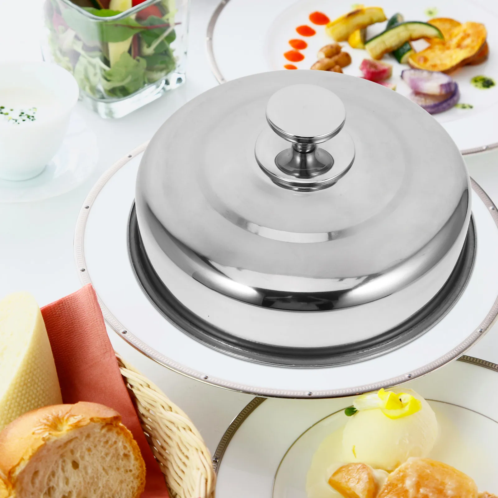 Stainless Steel Steak Cover Round Basting Dome for Flat Teppanyaki Indoor Outdoor Bbq Cooking Even Heat Distribution