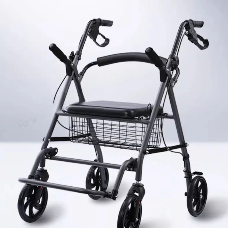 Walking aid for the elderly recovery walking aid walker for the elderly hand push can sit walking help anti-fall artifact