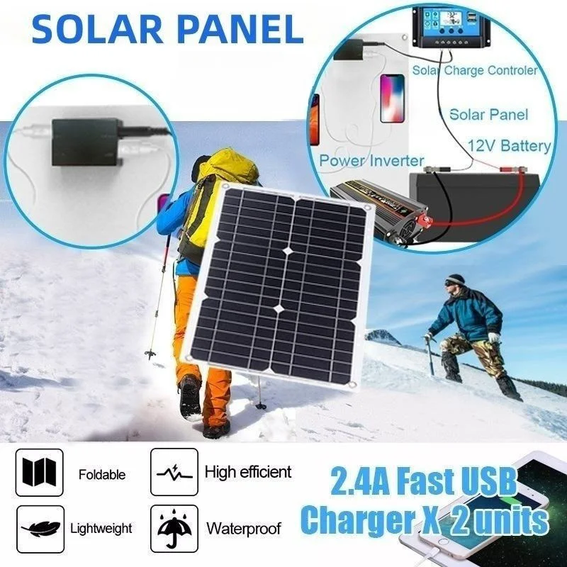 110V/220V 500W Solar Panel System 12V Solar Panel Battery Charge Controller 4000W Solar Inverter Kit Complete Power Generation