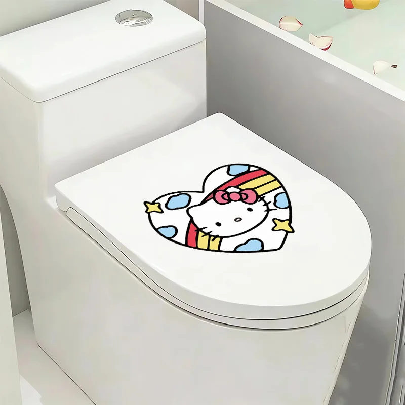 

Hello Kitty Kawaii Toilet Decals, Waterproof PVC UV Printed Design, Conceal Blemishes for Indoor Home Decoration