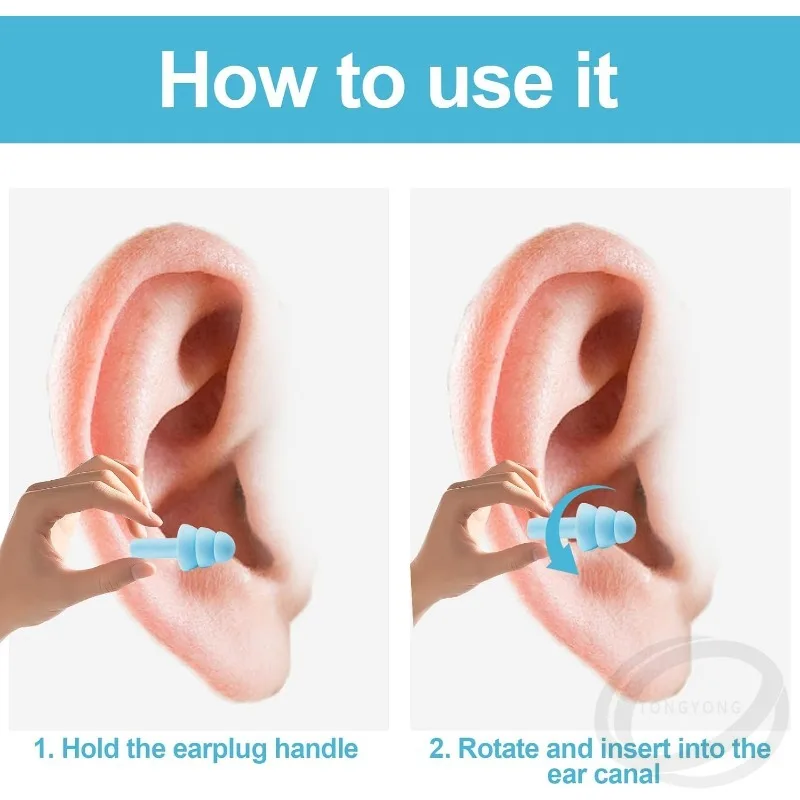 6 쌍 로프가있는 부드러운 소음 방지 귀 플러그 방수 귀 플러그 어린이를위한 수영 성인 귀 보호기 재사용 가능한 귀마개