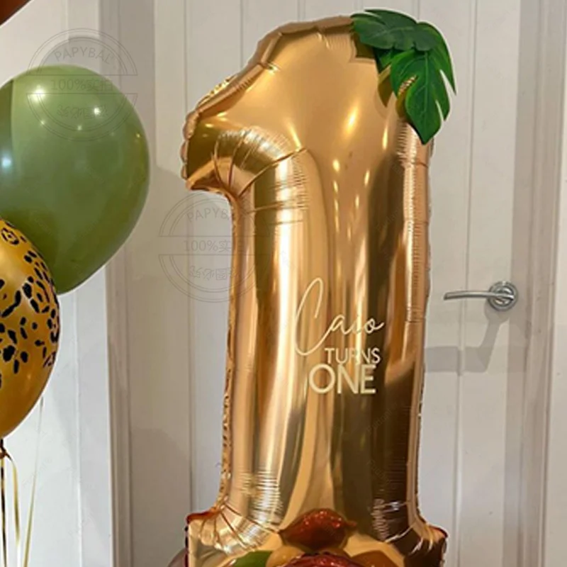 47pcs Jungle Animal Monkey Balloon Set Metallic Balloon Number 1 2 3 4 5 6 7 8 9 Happy Birthday Party Decora Baby Shower view 3