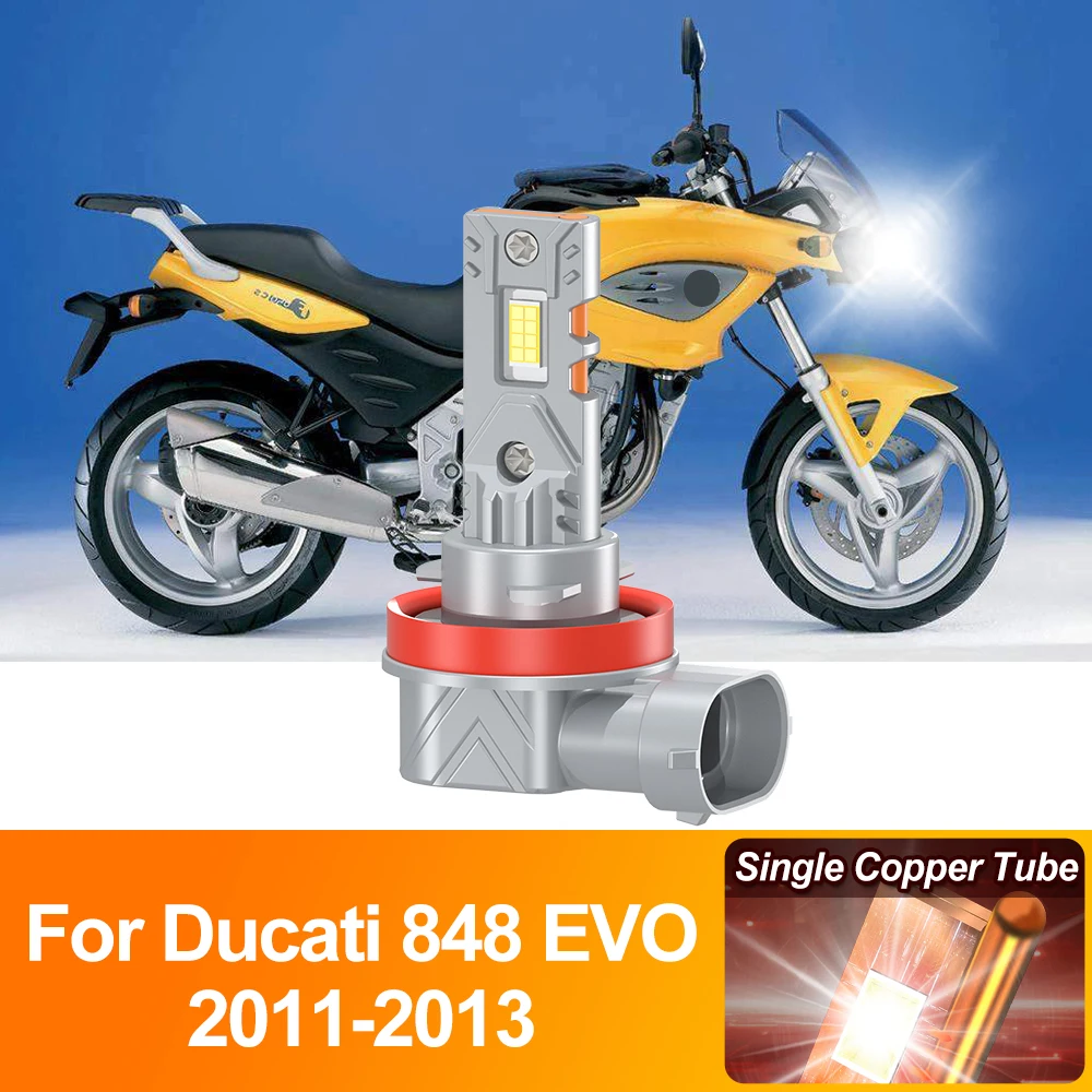 

1x Motorcycle LED Headlights Bulbs 6000K White Replacement Moto Lamp 12V Plug And Play For Ducati 848 EVO 2011 2012 2013