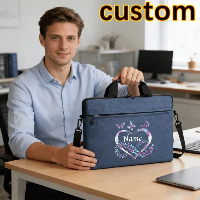 Custom Laptop Bag, Removable Adjustable Shoulder Strap, with Trolley Binding Band, Soft Plush Lining Protecting Items