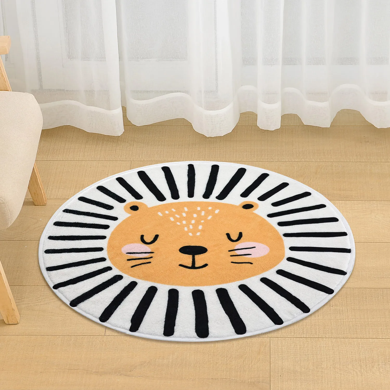 Round cashmere floor mat, absorbent and quick-drying kitchen floor carpet, non-slip and ultra-soft entrance door floor carpet, f