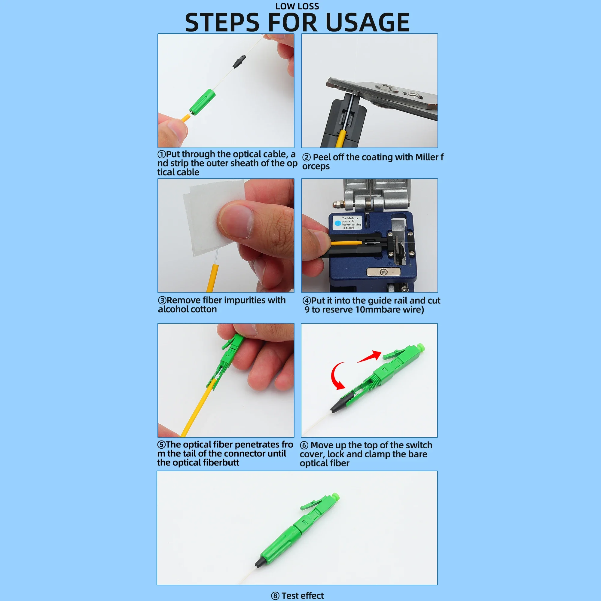 LC UPC/APC Fiber Assembly Quick Connector Single Mode LC Fiber Optic Cable Fast Connector 10-100pcs（Optional）