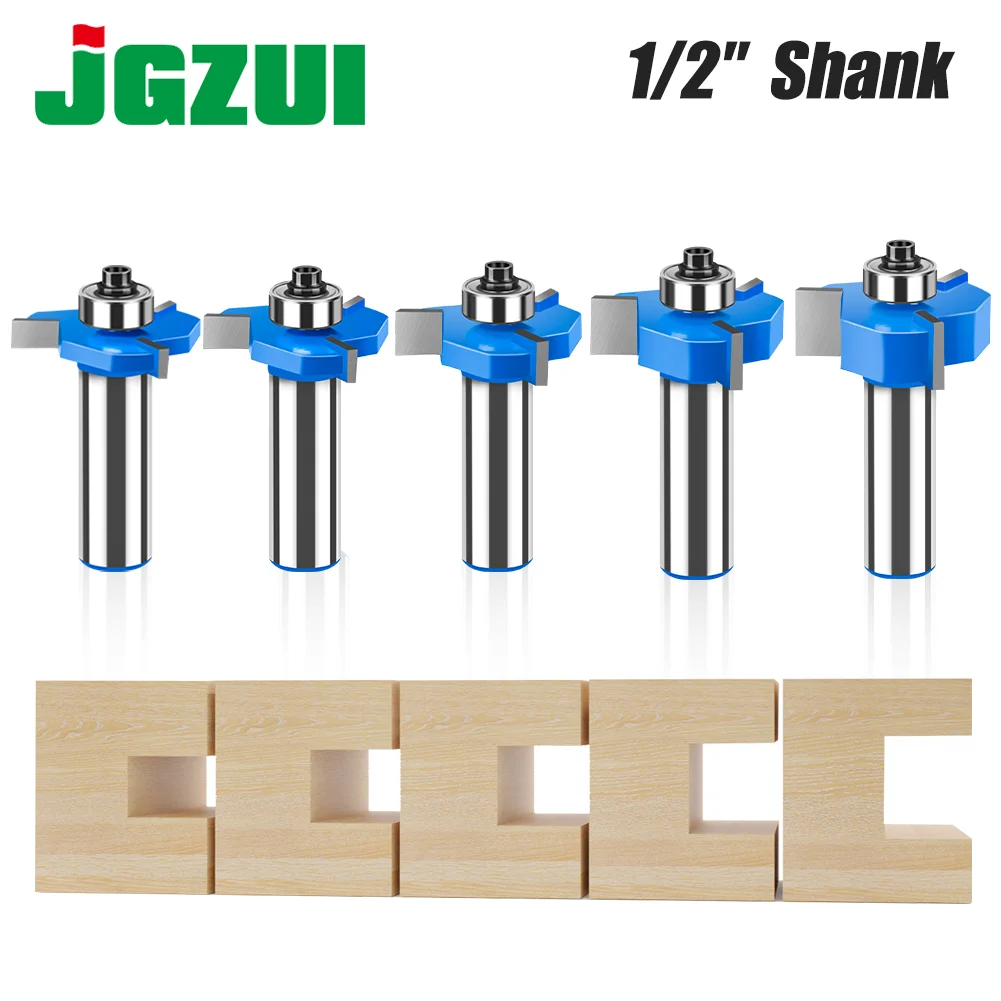 12mm 1/2in Shank T-Slot Router Bit T Type Slotting Cutter with Bearing Z3 Rabbeting Milling Cutter Woodworking Tools