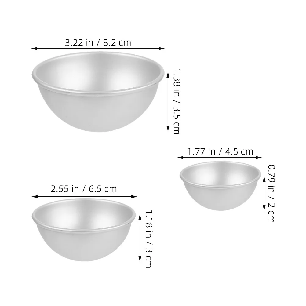 12Pcs Aluminum Alloy Half Sphere Cake Mold Nonstick Hemisphere Baking Pan DIY Cake Mold Baking Project Tool DIY Making Mould