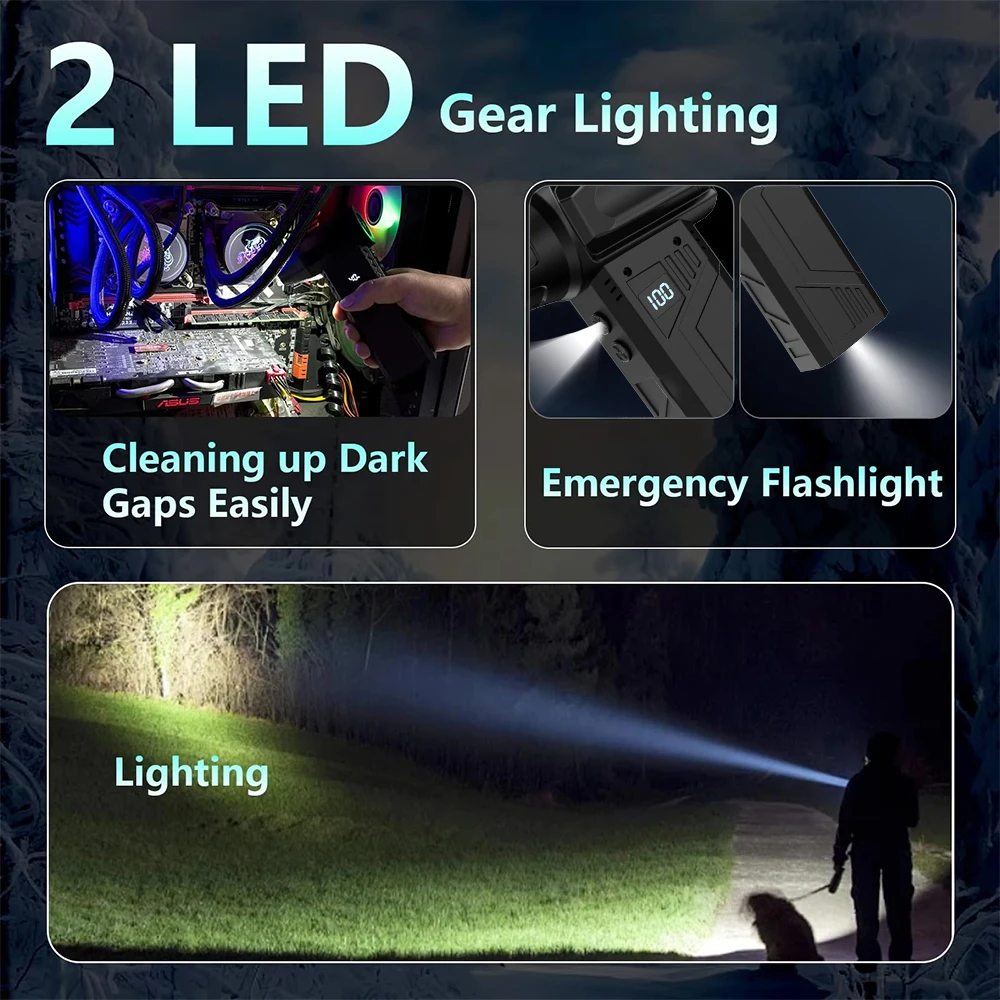 500000 دورة في الدقيقة توربو مروحة منفاخ الهواء المحمولة اللاسلكية منظف الغبار نوع c شحن فرش منفاخ نفاث في الهواء الطلق المنزل نظيفة 5000mAhx2