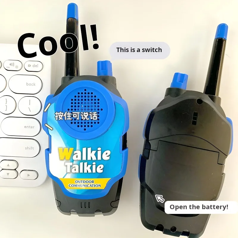 200 meter anti-interference mini upgraded noiseless walkie talkie, 2 sets of children's cartoon parent-child toys, outdoor game