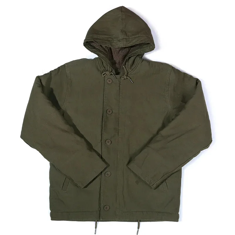 Spring Autumn Navy N-1 Even Hat Deck Jacket Outdoors Camping Tactical Military Sport Thickness Man Lamb Cotton Cashmere Coat