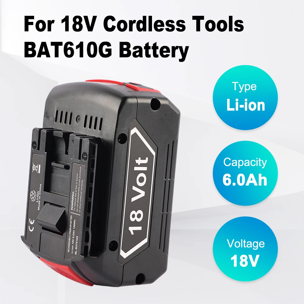 

Запасной аккумулятор для беспроводных электроинструментов Bosch 18V, моделей BAT609, BAT610G, BAT618, BAT619G, BAT610G, BAT612, DGSH-181, CCS180