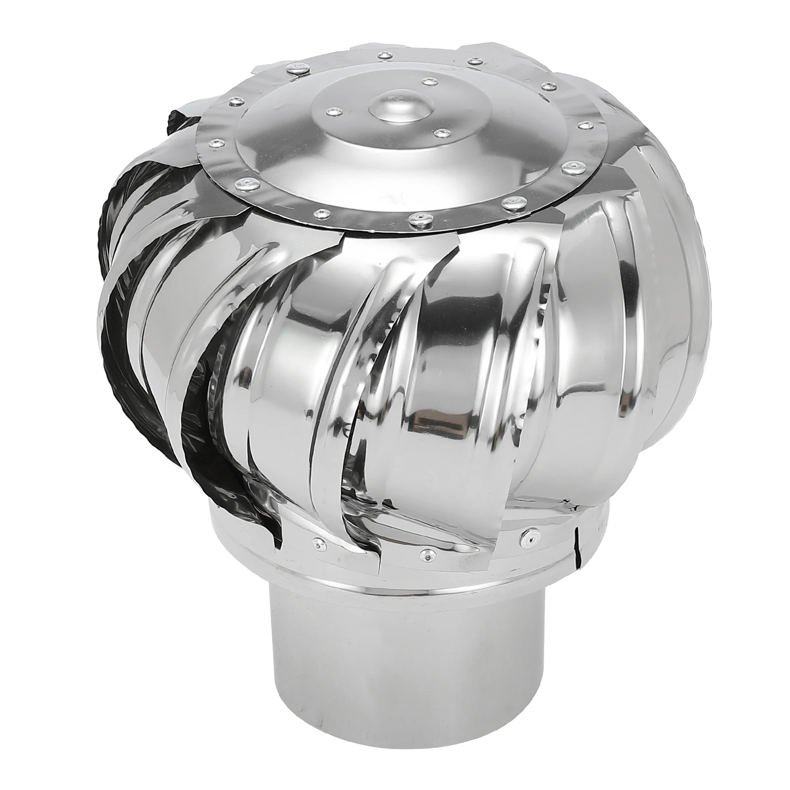 1Pcs Stainless Steel Roof Vent Exhaust Wind Turbine Cap Cover 360° Rotation Flue Vent without Power Roof Ventilator for Chimney