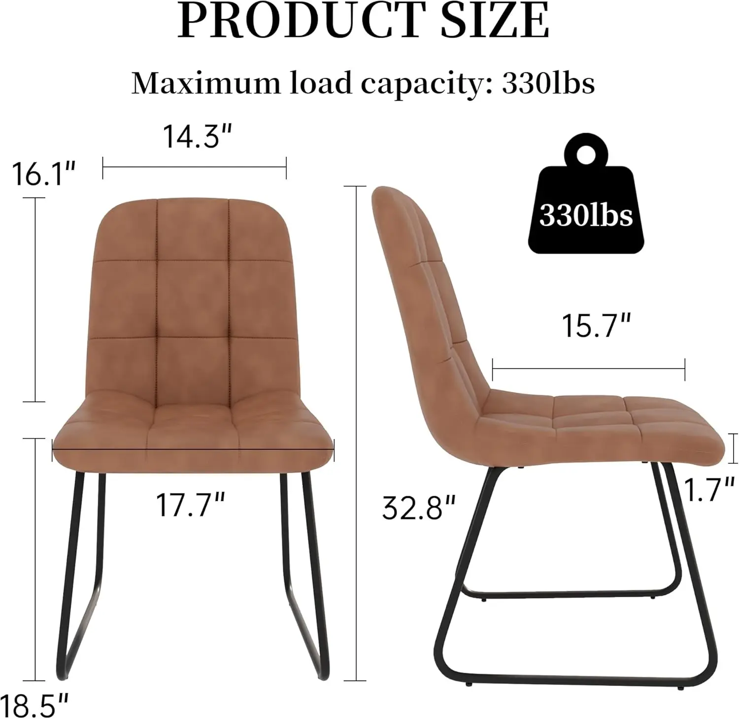 Set of 4, Modern Kitchen Faux Leather Dining Room Chair for Kitchen Living Dining Room (4 Brown)