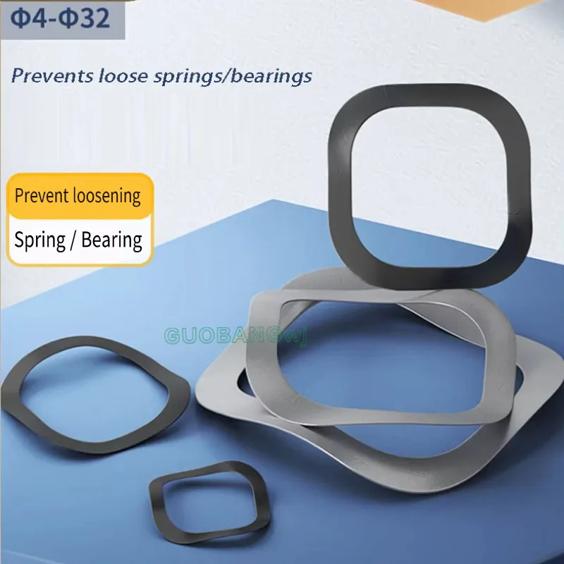 M4 M5 M6 M8 M10 M12 M14~M20 304 Stianless Steel Spring Steel Wave Washer Three Wave Crest Type Gasket Spring Washers