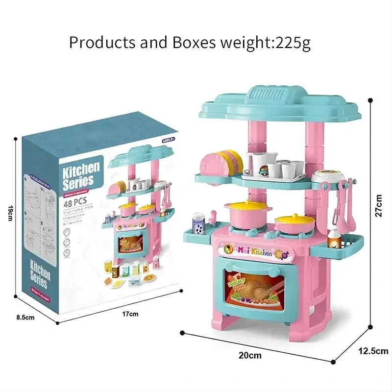Mini Kitchen Counter Play Set DIY Simulated Cooking Food Tableware Play House Role Play Pretend Game Toy Gift Kid Boy Children view 6
