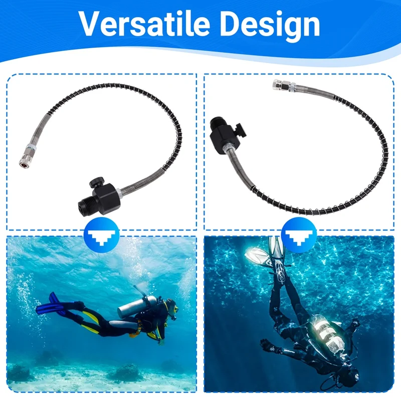 ABKP-Diving Fiber Bottle Large To Small Inflatable Connector G5/8 Threaded Connector 8Mm Quick Connector With Spring Tube