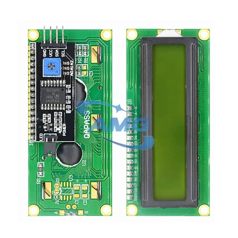 1 unidad LCD1602 1602 módulo LCD azul/amarillo verde Pantalla 16x2 caracteres pantalla LCD PCF8574T PCF8574 IIC I2C interfaz 5V para ardui