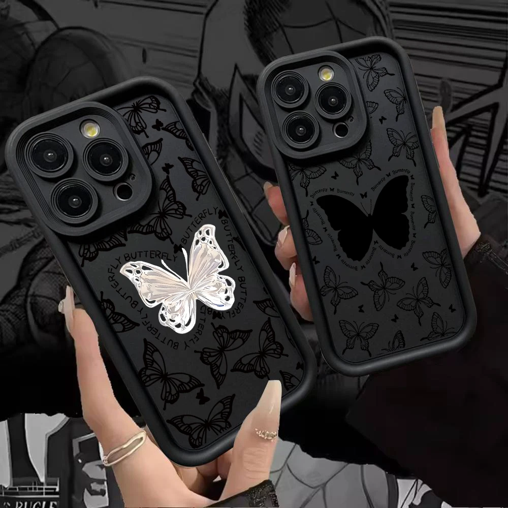 Luxury Sketch Lines Butterfly Phone Case for Samsung S26 S25 S24 S23 S22 S21 S20 F06 M16 Note 20 FE Plus Ultra 4G 5G TPU Cover