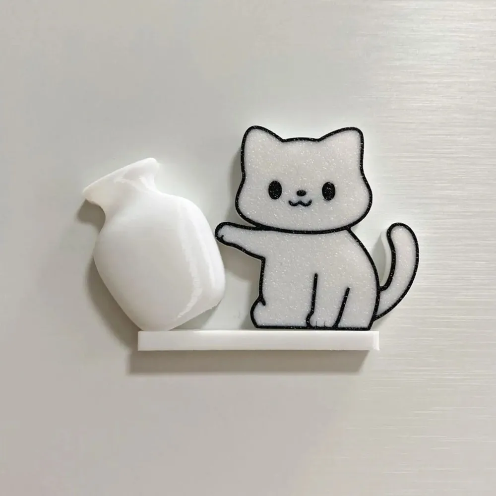 Acrylic Cat Whiskers Collection Ornaments Magnetic Cartoon Cat Refrigerator Sticker Cat Hair Storage Memorial Box