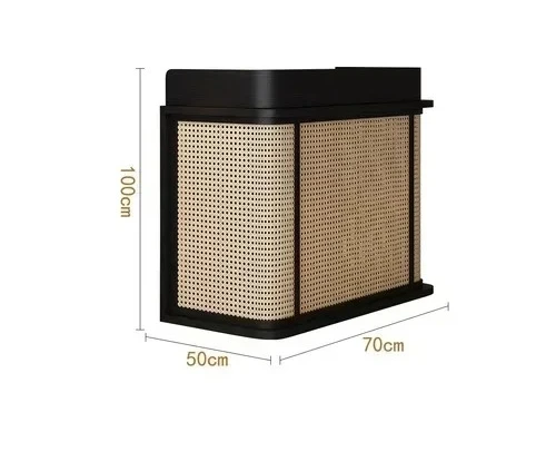 Factory Direct 2026 Bed & Breakfast Rattan Woven Silent Wind Cashier Shop Small Front Desk Restaurant Entrance Reception Desk