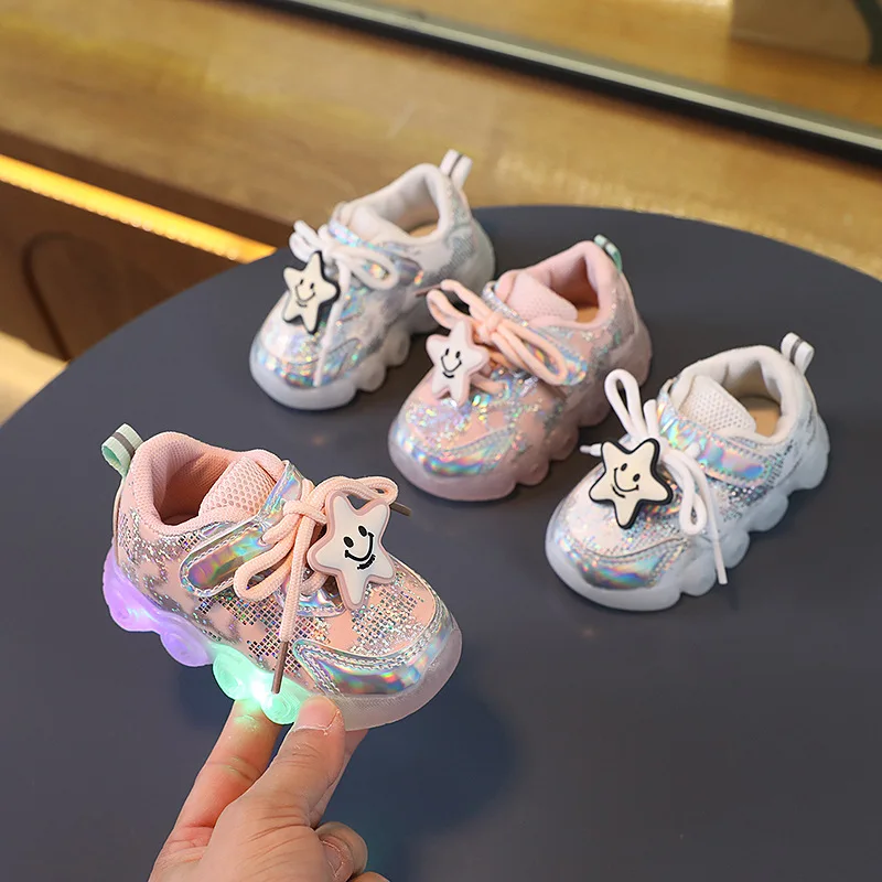 Spring and Autumn1-2Baby Boy's Soft-Soled Toddler Shoes Girl's Smiling Face XINGXLEDLight shoes