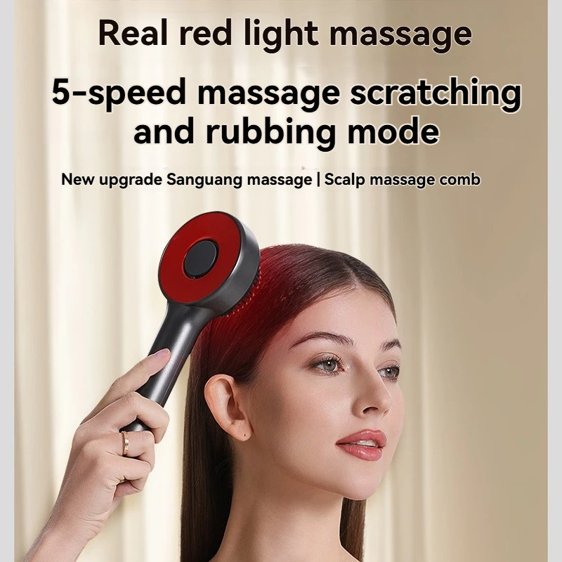 

Electric Vibration Massage Comb Head Massager Red Blue Purple Three Color Light Therapy Deep Hair Follicle Dredging Hair Care co