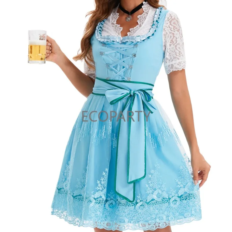 Disfraz de Oktoberfest Bavaria para mujer, vestido de sirvienta Dirndl de camarera, traje de fiesta de Carnaval de cerveza Lederhosen, vestido de lujo, gran oferta, S-5XL