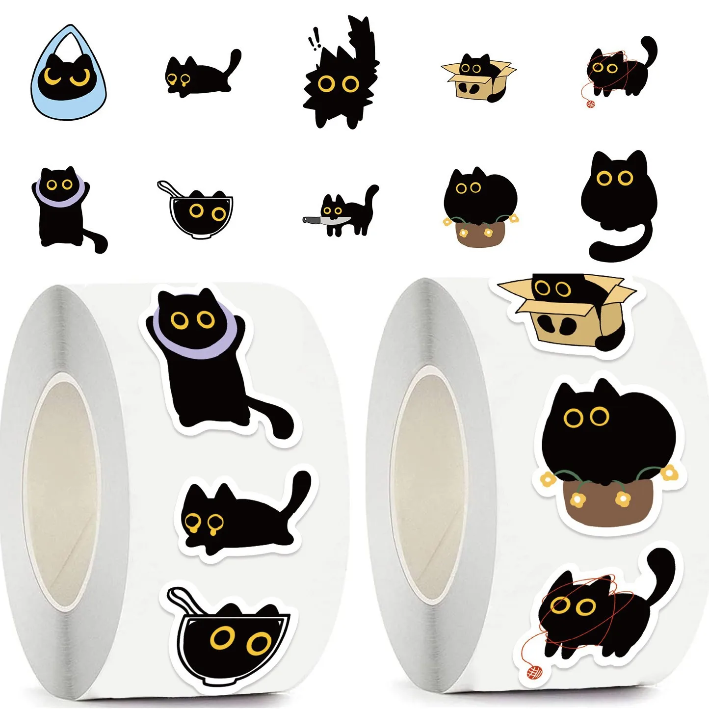 

2025 Black Cat Sticker Collection 100-500pcs for Phone Case Guitar Notebook Scrapbook Halloween Decorative Stationery Supplies