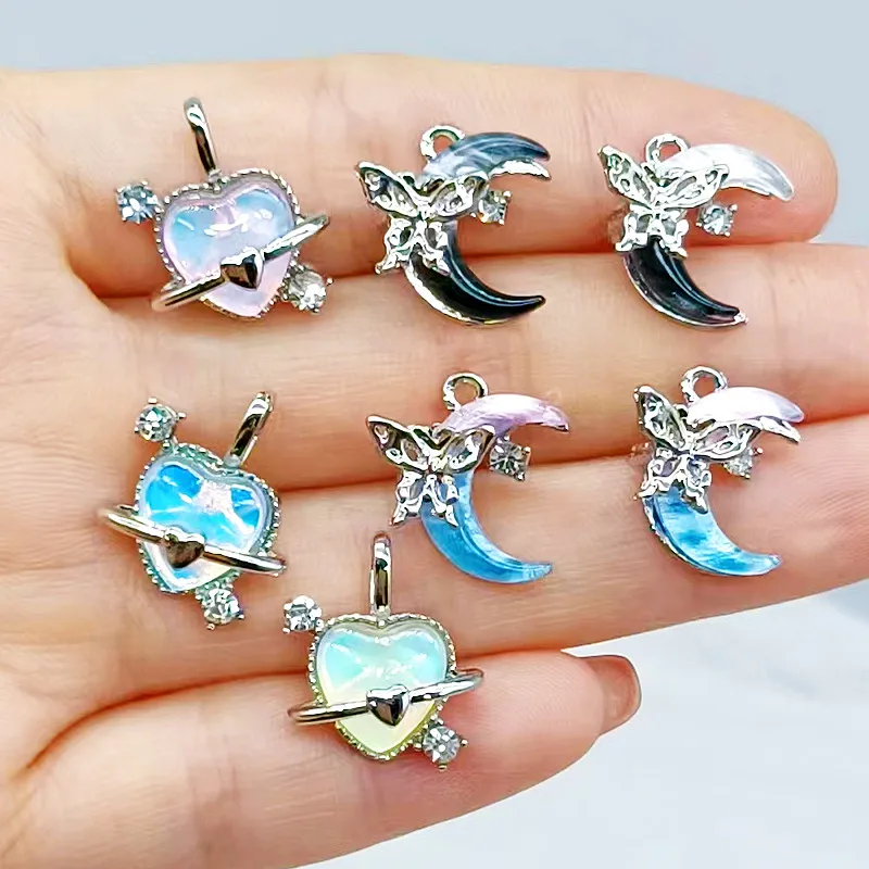 10pcs New Star Moon Enamel Charms Blue Fashion Y2K Style Pendants For Making DIY Handmade Findings Accessories Necklace Jewelry