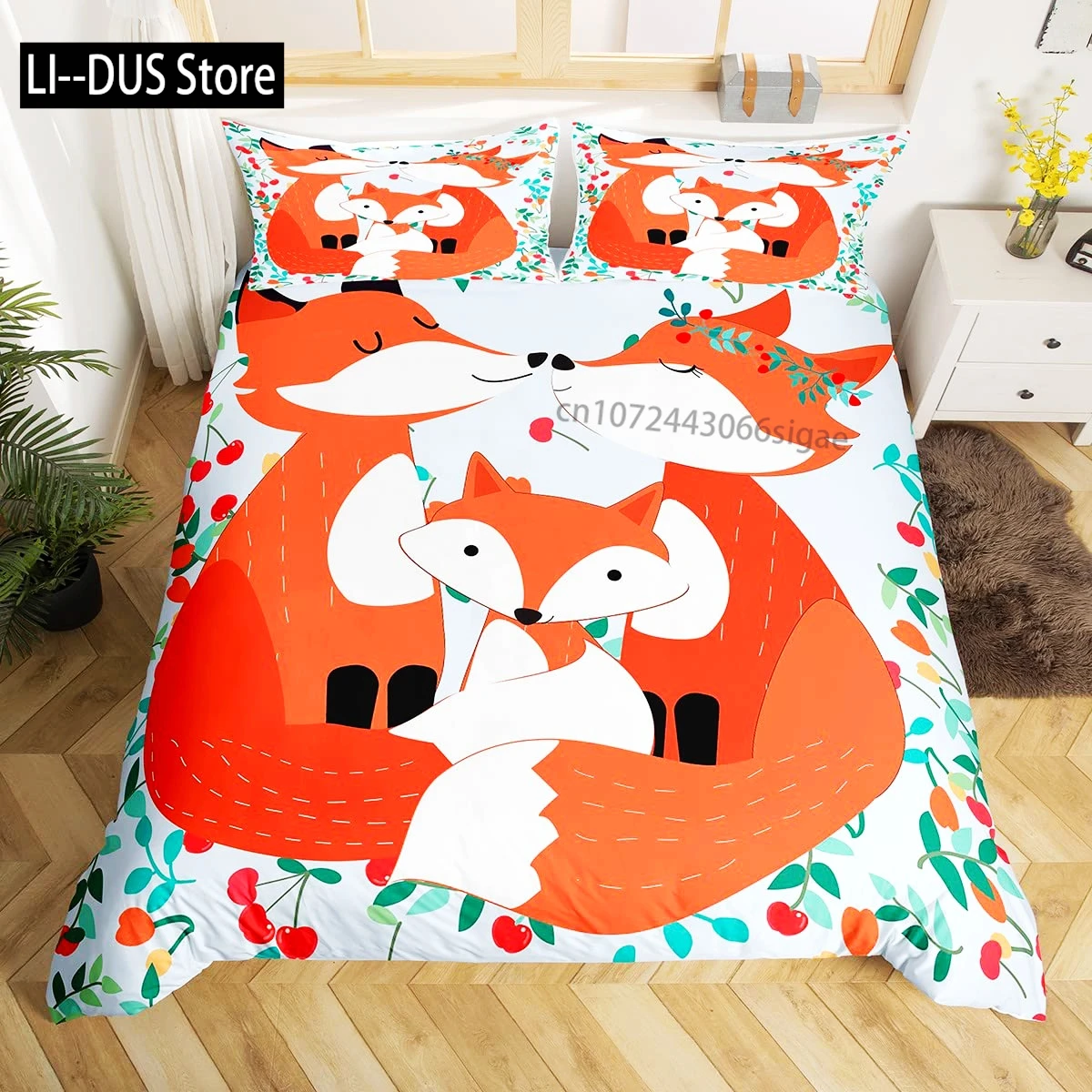 

Fox Print Comforter Cover Bedding Set for Boys Girls Children 3D Animal Theme Duvet Cover Room Decor Full Size Quilt Cover 3Pcs