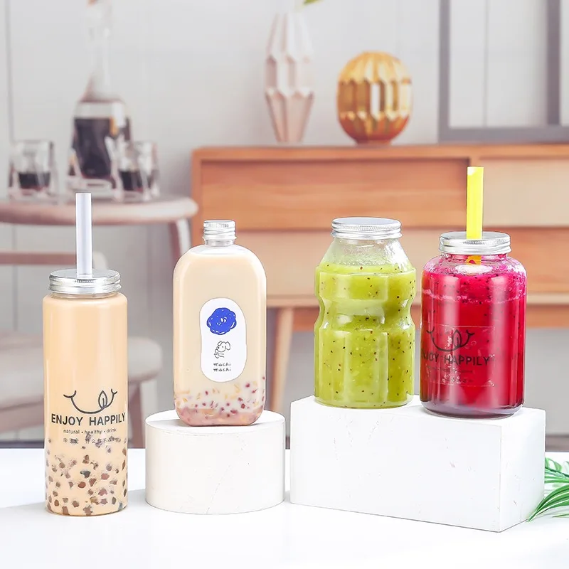 고품질 일회용 투명 PET 음료 컵 350ml 500ml 650ml 테이크아웃 사각 보바 티 음료 주스 플라스틱 병