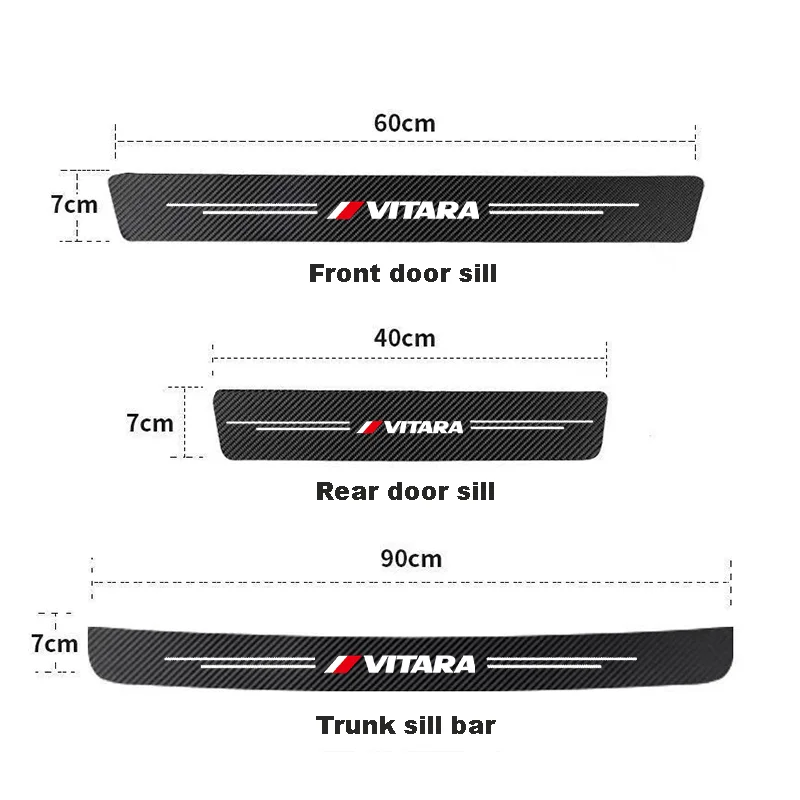 Placa de desgaste de umbral de puerta de coche para suzuki VITARA, pegatinas de parachoques trasero de maletero de coche de fibra de carbono,